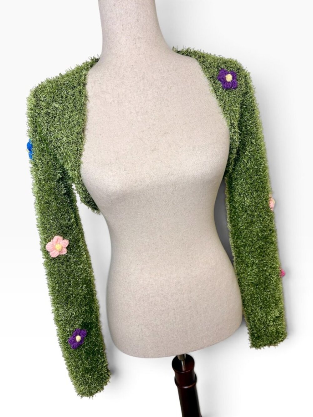 NWT Dolls Kill Delia's Grass Mohair Floral Shrug Green Size Small